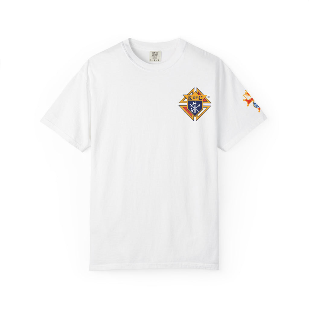(Comfort Colors) 4th Degree Knights of Columbus Full Color Logo Front, Back Left Sleeve