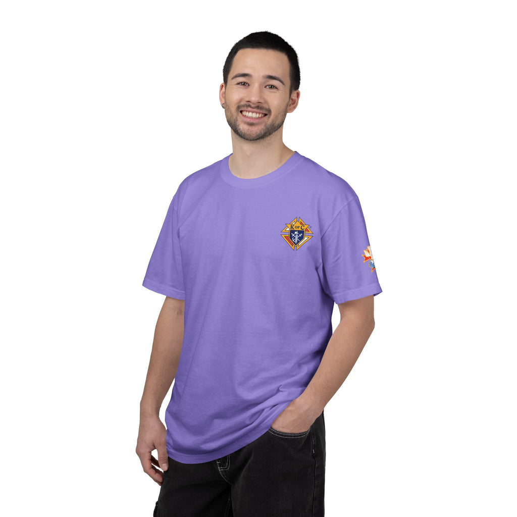 (Comfort Colors) 4th Degree Knights of Columbus Full Color Logo Front, Back Left Sleeve