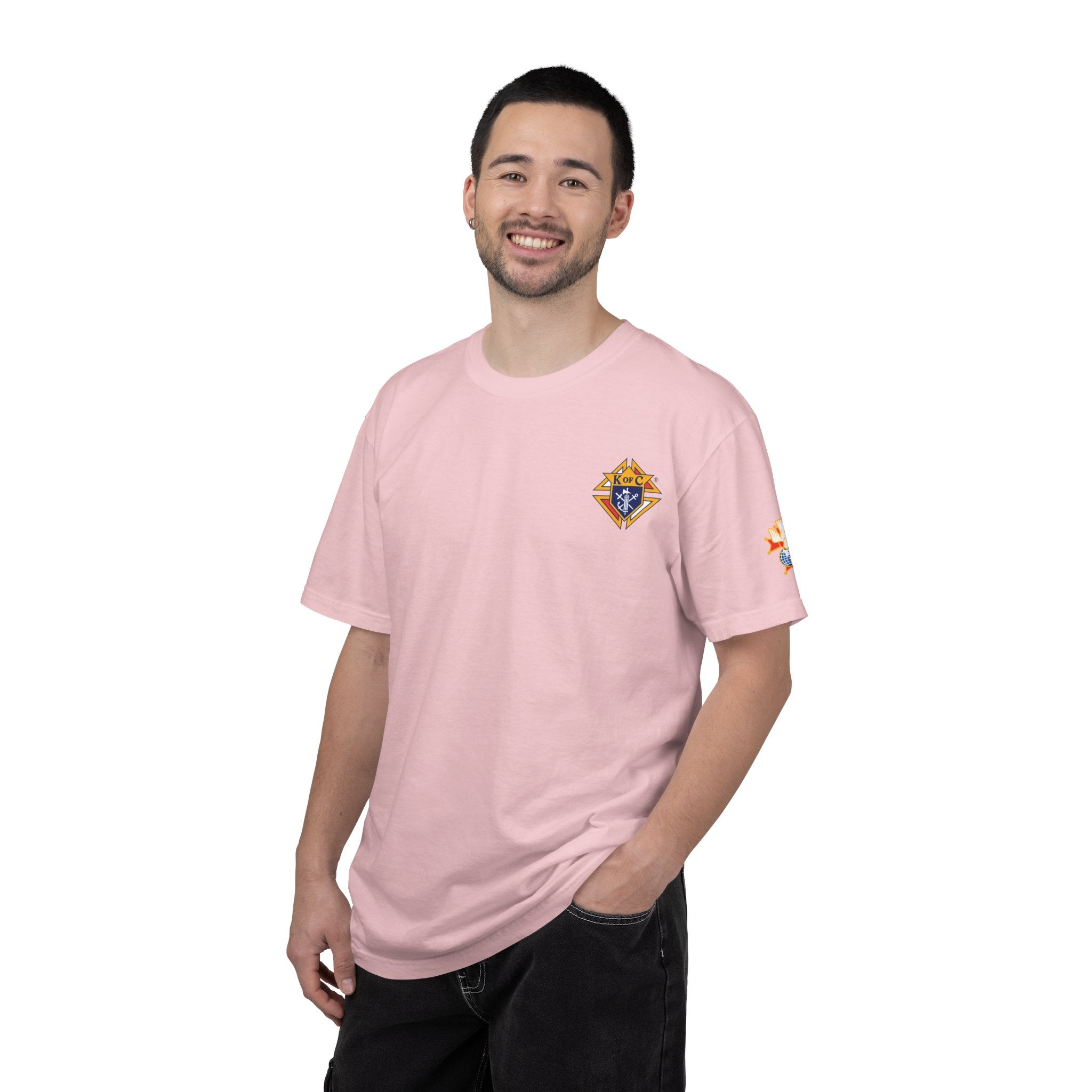 (Comfort Colors) 4th Degree Knights of Columbus Full Color Logo Front, Back Left Sleeve