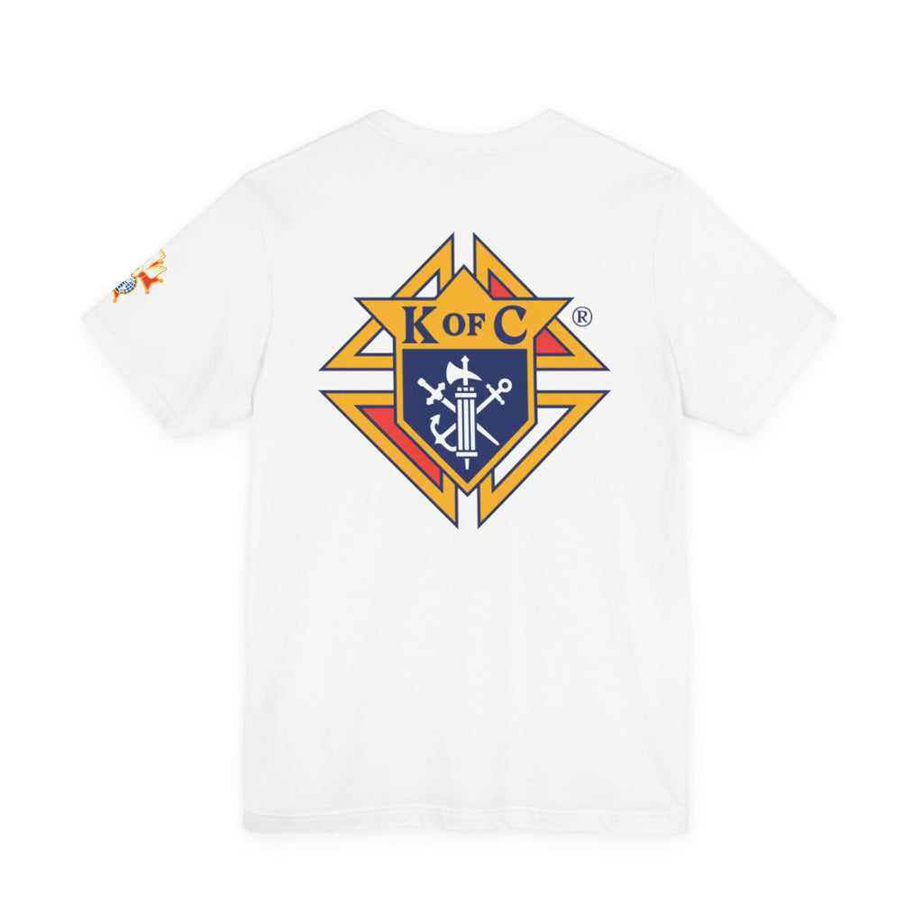 (Bella Canvas) 4th Degree Knights of Columbus Full Color Logo Front and Back, Left Sleeve