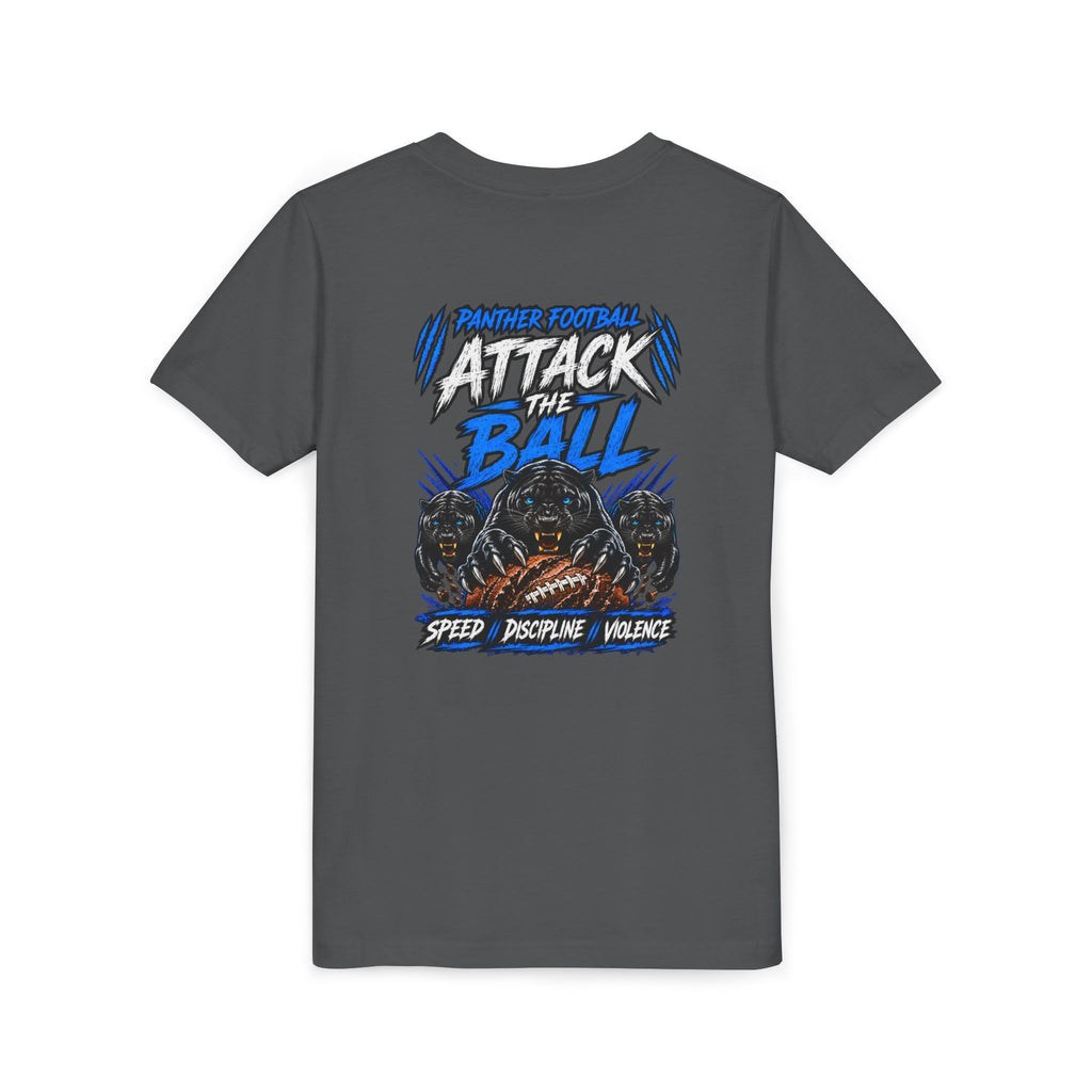 Youth Football 'Attack the Ball' Short Sleeve Tee - Panther Defense Graphic