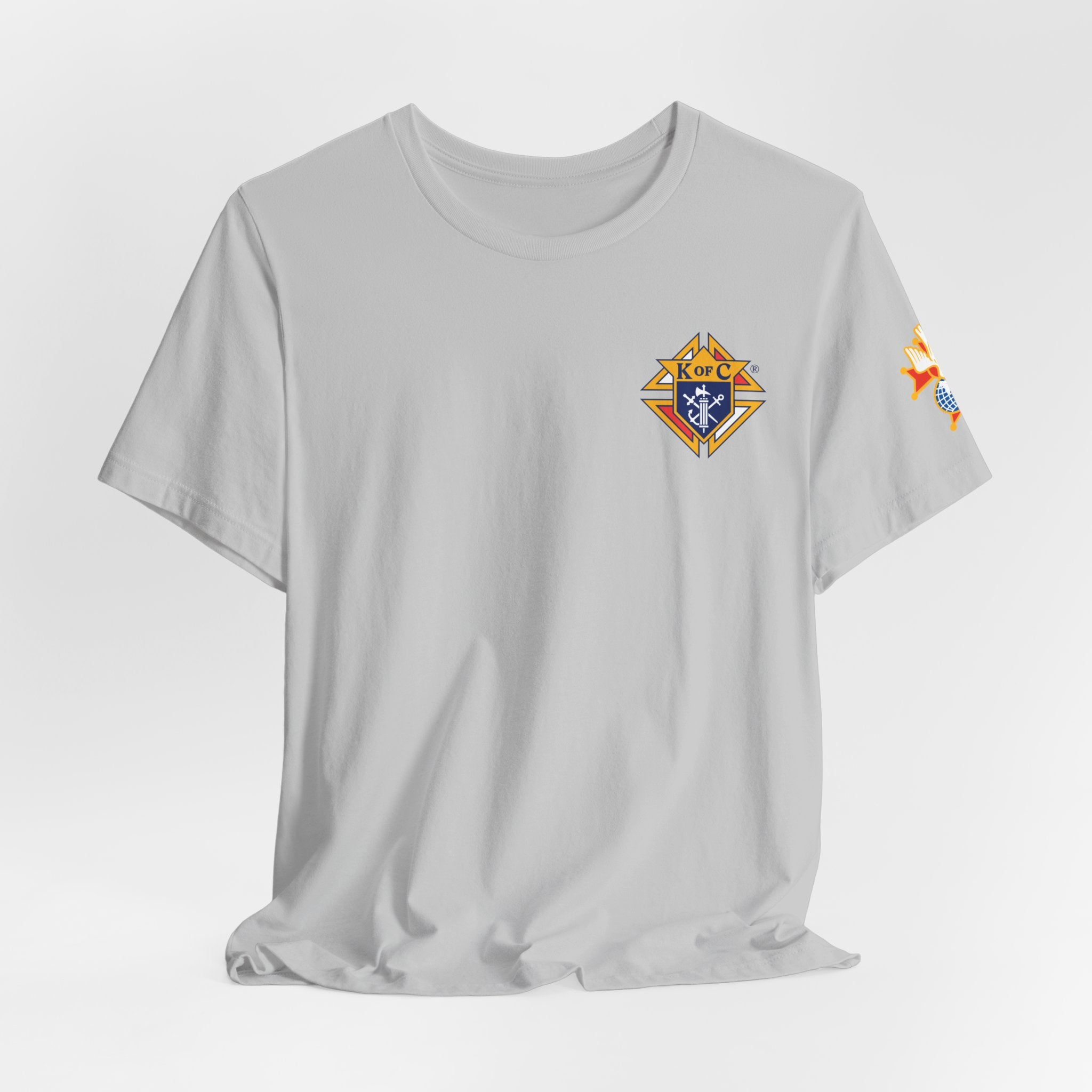 (Bella Canvas) 4th Degree Knights of Columbus Full Color Logo Front and Back, Left Sleeve