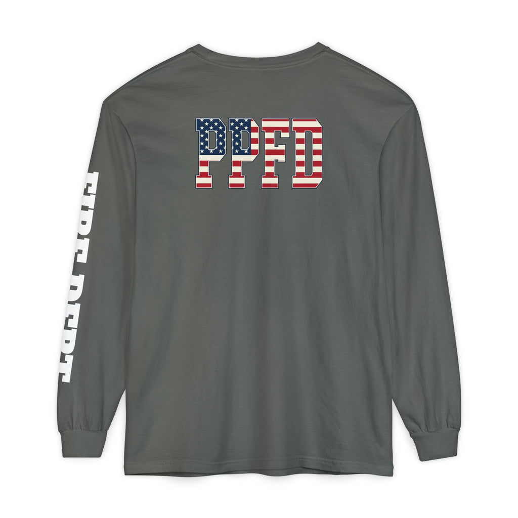 T-Shirt PPFD Patch Front, PPDF Flag Back, FIRE DEPT Left Sleeve