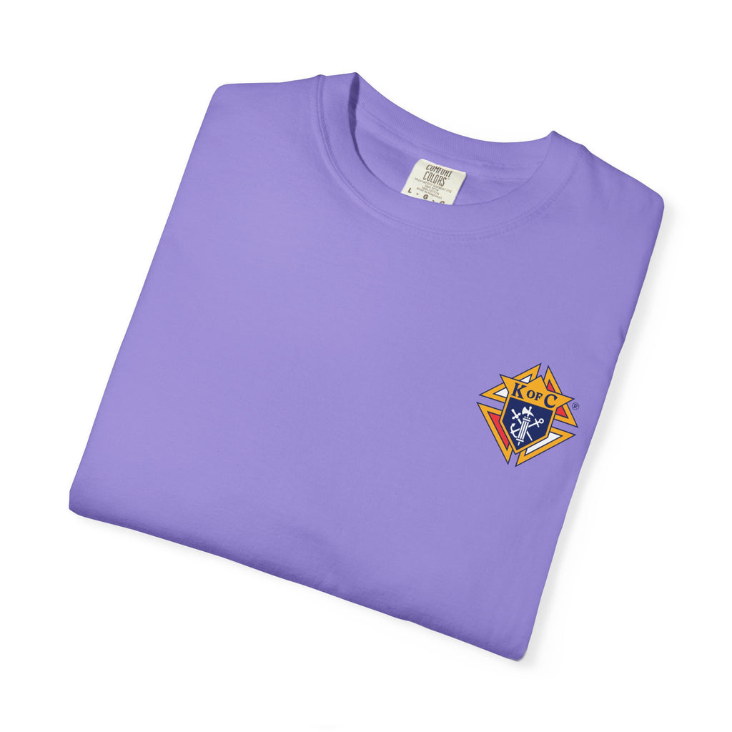 (Comfort Colors) 4th Degree Knights of Columbus Full Color Logo Front, Back Left Sleeve