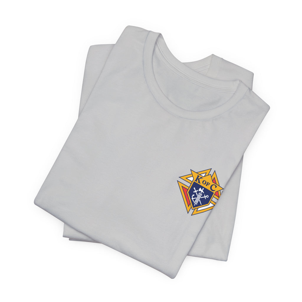 (Bella Canvas) 4th Degree Knights of Columbus Full Color Logo Front and Back, Left Sleeve