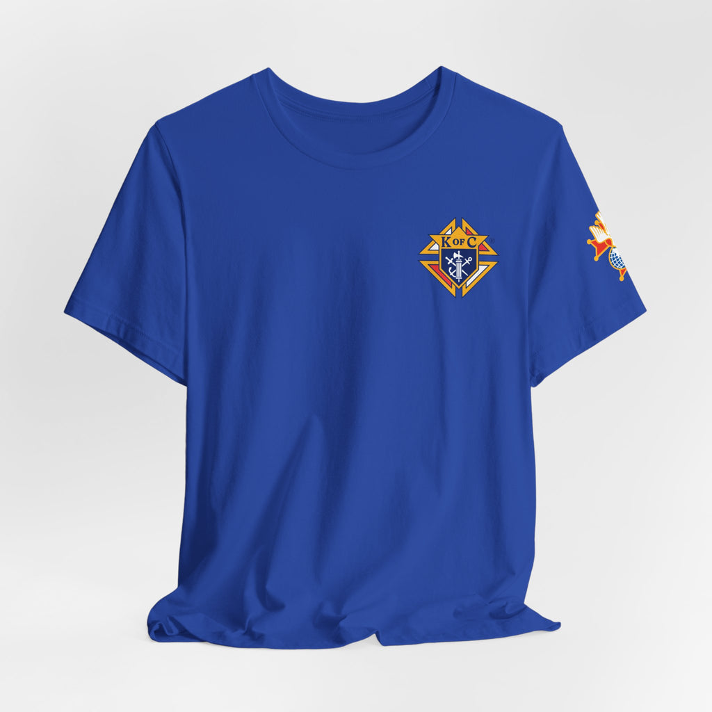 (Bella Canvas) 4th Degree Knights of Columbus Full Color Logo Front and Back, Left Sleeve